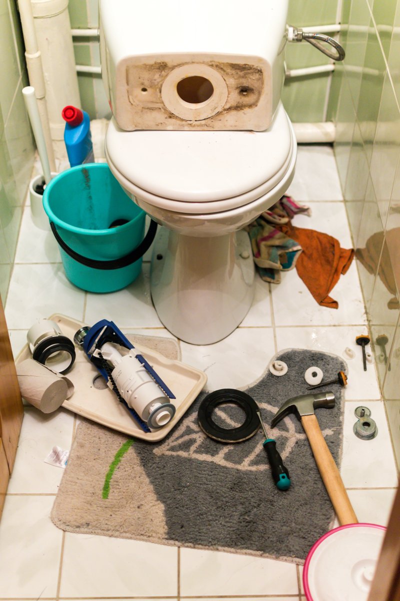 New toilet being installed in a Brixton bathroom